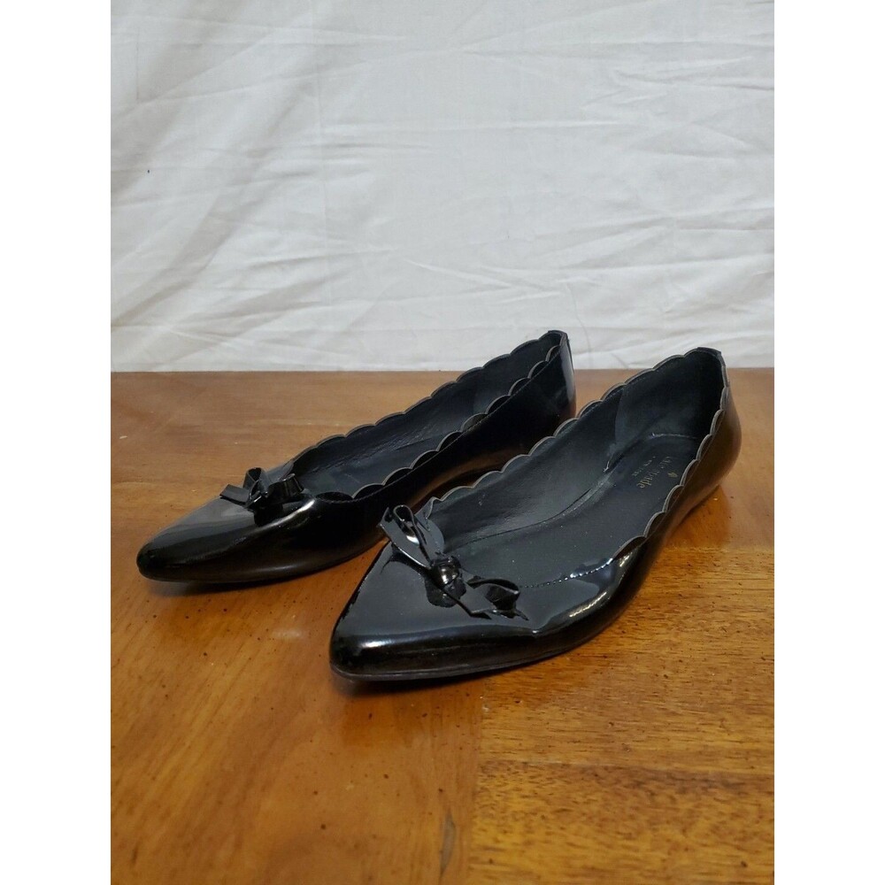 Kate Spade New York Eleni Flex Black Patent Leather Flat Ballet Shoes Bow Sz 8.5